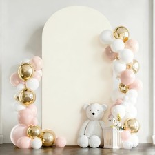 7.2ft Beige Wedding Arch Cover No-Wrinkle Spandex Arch Backdrop Stand Cover