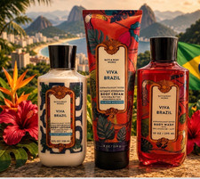 3x Bath  Body Works VIVA BRAZIL Body Wash Lotion  Ultimate Body Cream Lot x 3