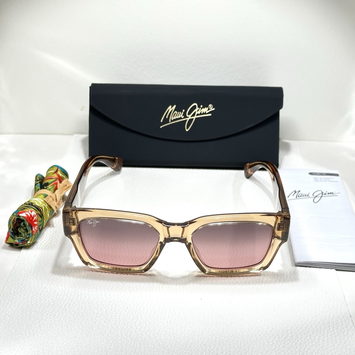 Maui Jim Kenui Light Tan Clear Polarized Rose Lens Sunglasses