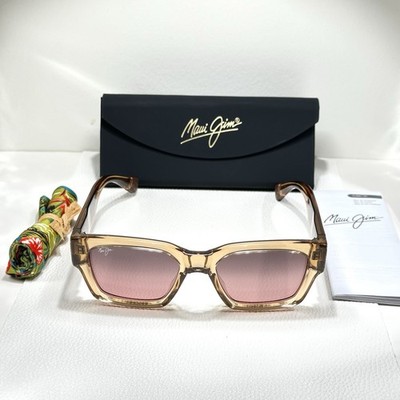 Maui Jim Kenui Light Tan Clear Polarized Rose Lens Sunglasses