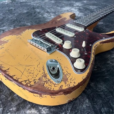 Vintage Aged Solid Electric Guitar SSS Pickups Tremolo Bridge Free Ship No Logo