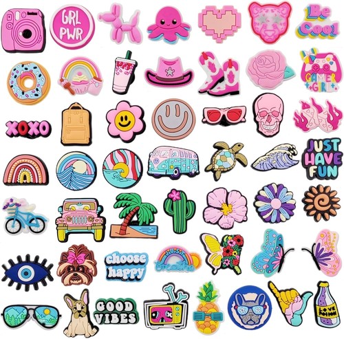 Charming 50-Pack Clog Accessories - Personalized Flower and Animal Designs - Picture 3 of 9