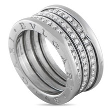BVLGARI B.zero1 18K White Gold Diamond 3-Row Ring