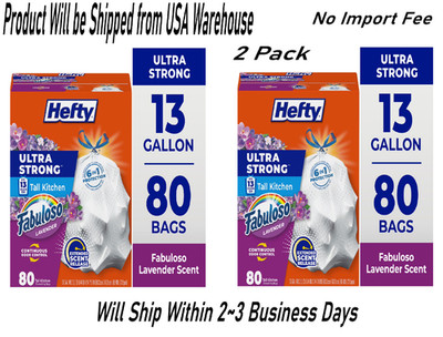 Hefty Ultra Strong Trash Bags Fabuloso Lavender 2 Pack of 80 Bags-Total 160 Bags