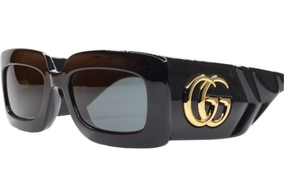 NEW GUCCI GG0811S 001 Black Gold Acetate Designer Italy Sunglasses