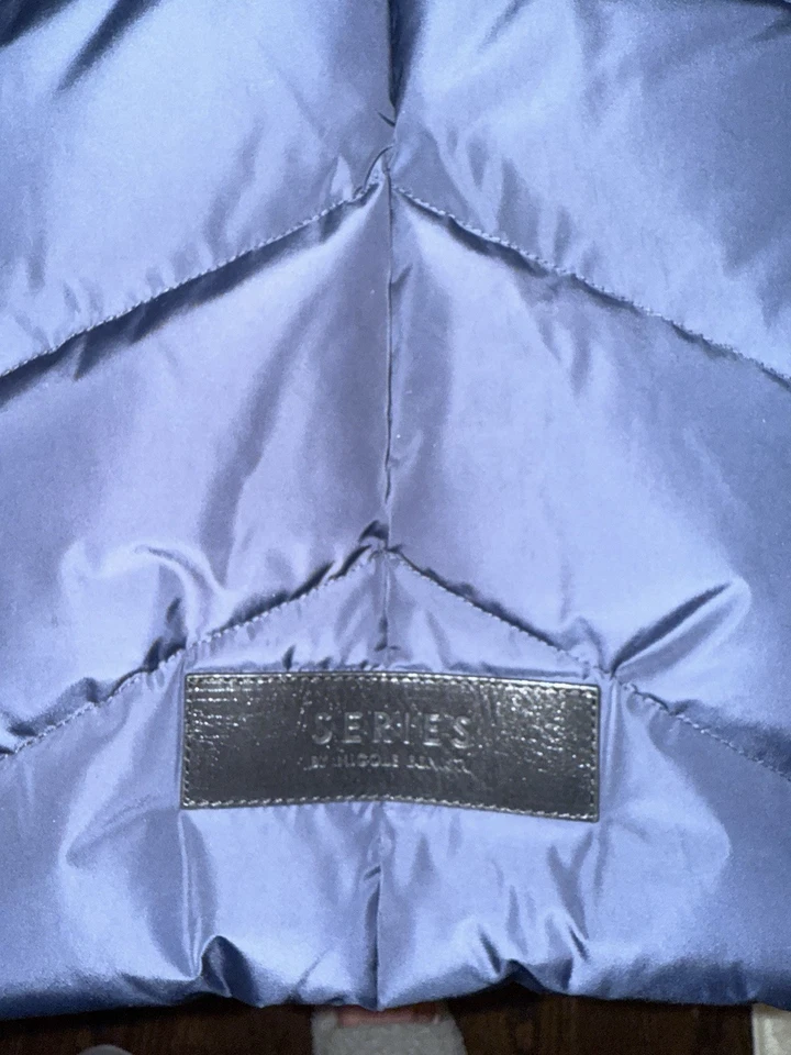 Nicole Benisti Walker темно-синий длинный вниз с капюшоном стеганый пуховик пальто S - Изображение 3 из 4