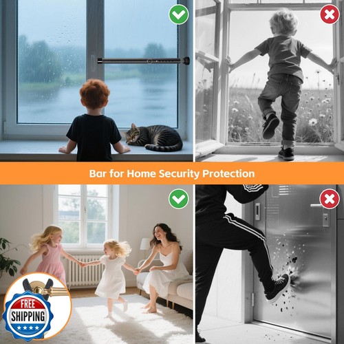 Door Security Bar 1.3" Heavy Duty Metal Patio Door Security Bar for Hinged an - Foto 3 di 5