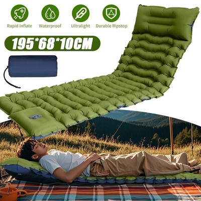 Inflatable Mat Camping Sleeping Self Inflating Mattress Bed Air Pillow Hiking US