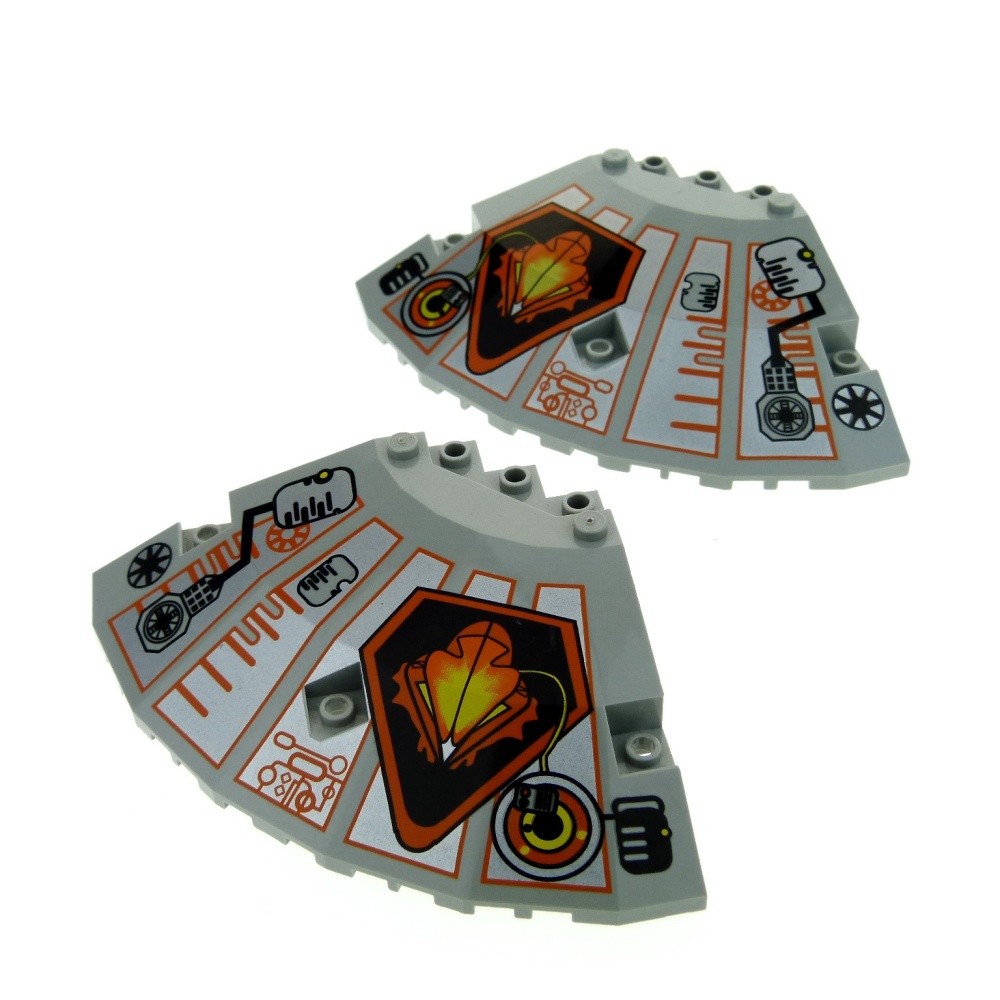 2x Lego Wing 10x10x2 Light Bluish Gray Printed Spaceship 30117pb05 30117pb01