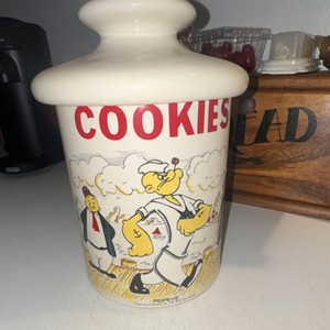 Popeye Ceramic & Porcelain Cookie Jar With Lid Cartoon Cylinder Kitchen Storage
