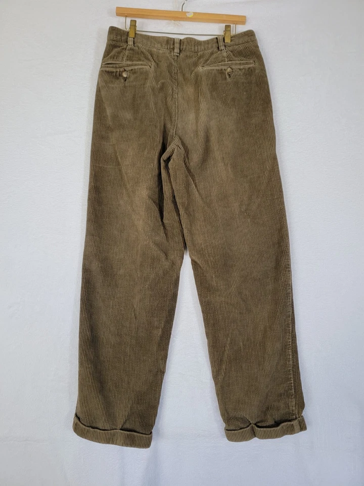 Pantalones de Colección Bill Blass Para Hombres 34x32 Marrón Pana Puños Tejido Enrollado Pantalón Pierna Foto 2 de 4