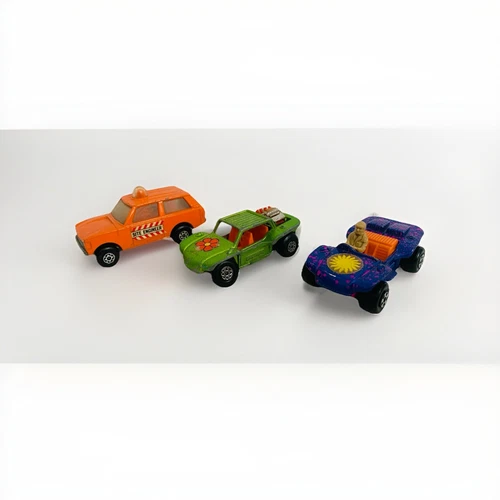 3x Vintage Matchbox Cars, Rolamatics Baja Buggy, Site Engineer + Beach Hopper GC