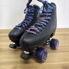 Sure-Grip Fame Roller Skates Women  s 8 Black Boots w/ Moxi Wheels Purple