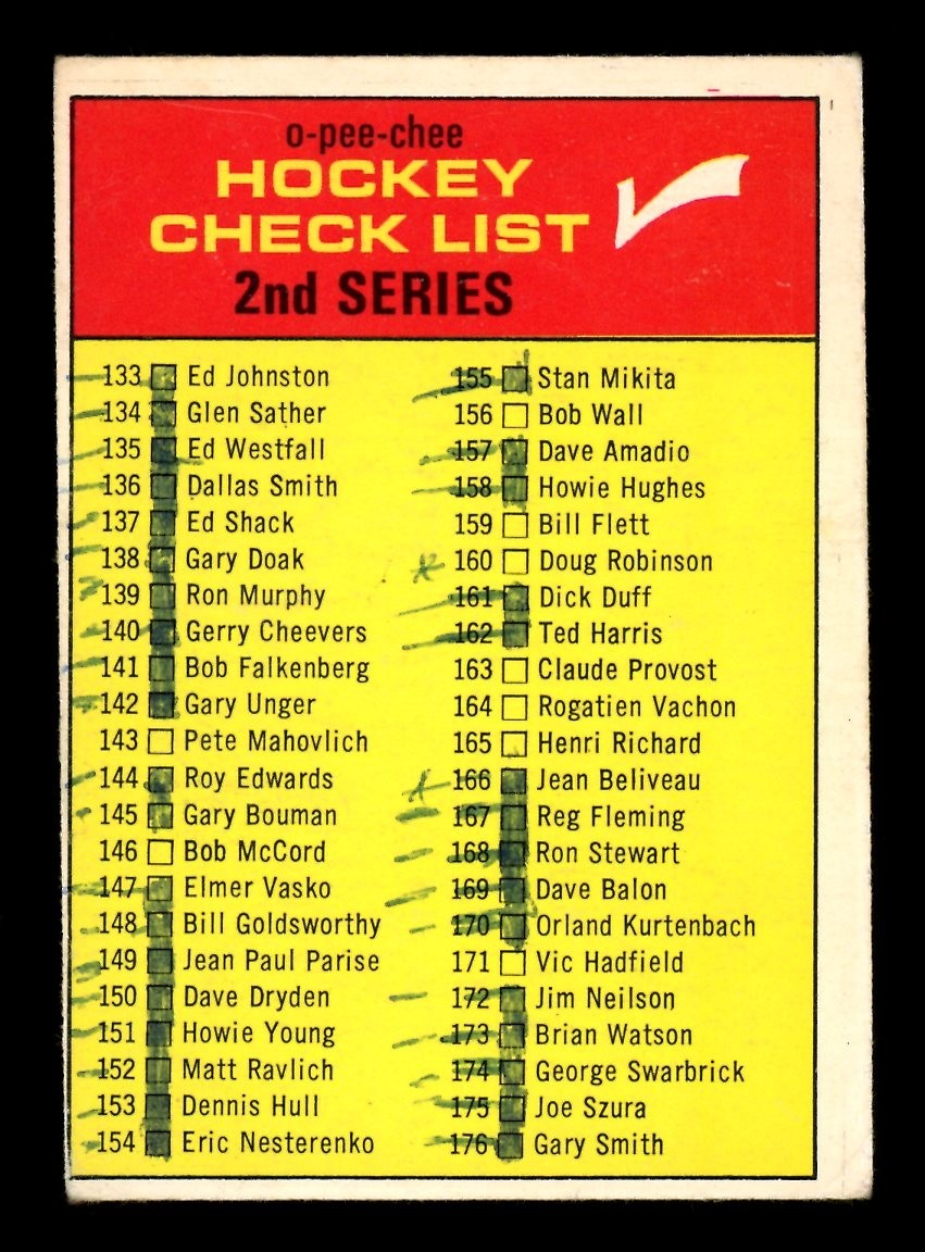 Checklist 133-216 #61 (Hockey Cards 1968 O-Pee-Chee) — is it worth grading?