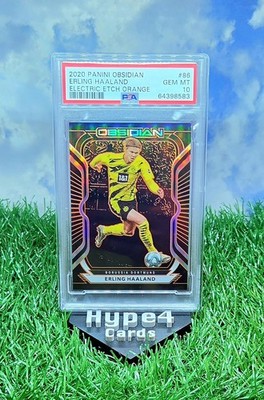 2020 PANINI OBSIDIAN ELECTRIC ETCH ORANGE ERLING HAALAND /50 PSA 10 2nd Year