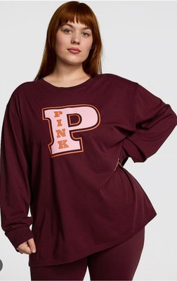 VS PINKCAMPUS COTTON LONG-SLEEVE TEE wild rose  XS 