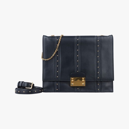 VALENTINO Y2K Shoulder Bag Studded Leather Black Vintage Authentic From Japan