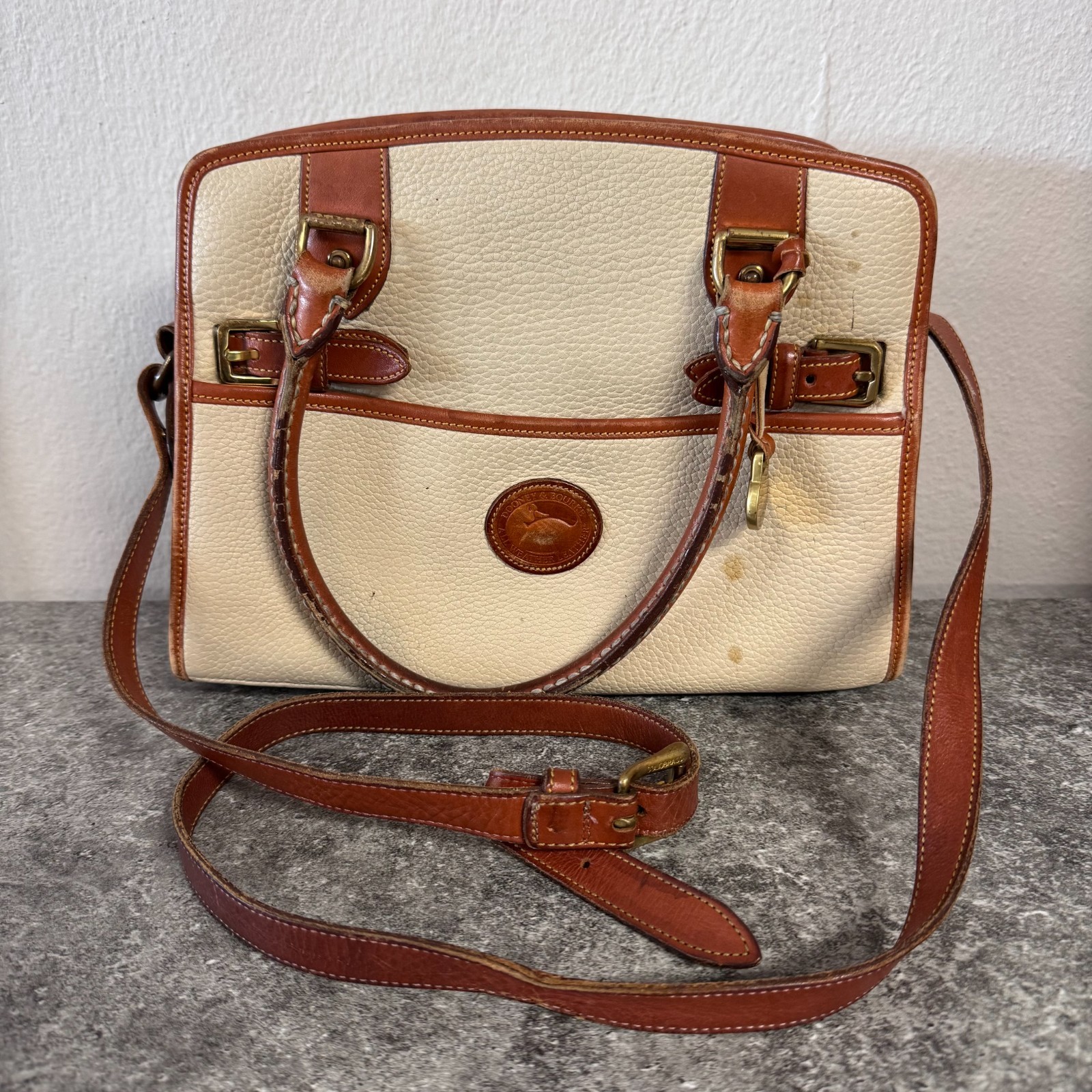 Vintage Dooney & Bourke All Weather Leather Satchel Crossbody Purse Bag