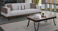 Weiß Modernes Sofa-Set Holzrahmen Minimalistischer Stil Glatte Ecken