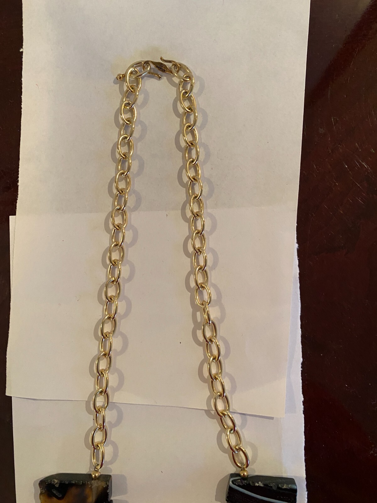 Signed Barse Black White Agate Slice Statement Ne… - image 6