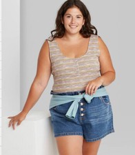 Women's Striped Snap Placket Bodysuit - Wild Fable NWT SZ XL