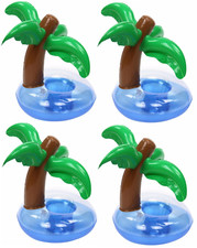 4x Inflatable Palm Tree Drink Holder Cup Hot Tub Float Swimming Pool Bath Toy