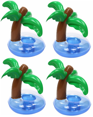 4x Aufblasbare Palme Getränkehalter Tasse Whirlpool Schwimmer Schwimmbad Badespielzeug