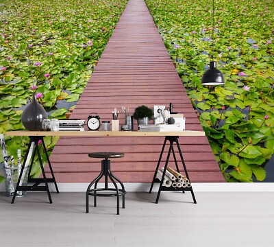 3D Lotus Bridge G9807 Wallpaper Wall Murals Removable Self-adhesive Honey