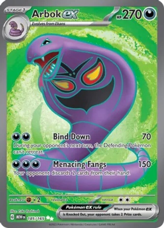 x1 Arbok ex - 185/165 - Ultra Rare Pokemon SV: Scarlet and Violet 151 M/NM