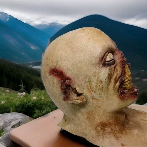 Rare Ghoulish Productions Zombie Mask Face Melted Adult Halloween Party Display - Picture 2 of 18