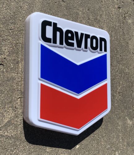 CHEVRON GASOLINE LED LIGHT BOX GARAGE GAS OIL ADVERTISING WALL SIGN AUTOMOBILIA - Picture 2 of 24