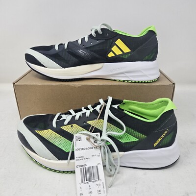 Mens Adidas Adizero Adios 7 Running Shoe / Black Solar Green