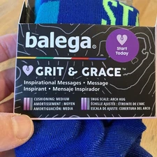 NWT BALEGA  no show  - grit & grace, “start Today” Sz Large - Blue/ Green