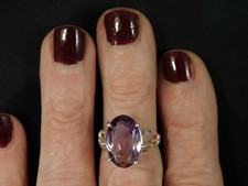 5.60 ct. Oval Amethyst Ring Triple Split Shank Sterling Silver