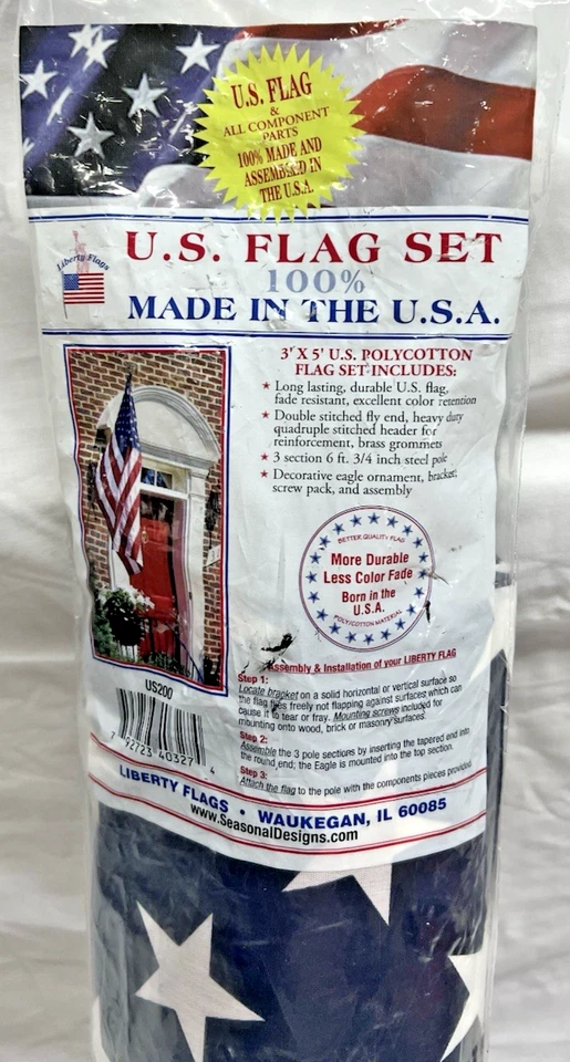 Nuevo Hecho en EE. UU. Banderas de la Libertad Bandera Americana y Kit de Instalación Completo Foto 4 de 4