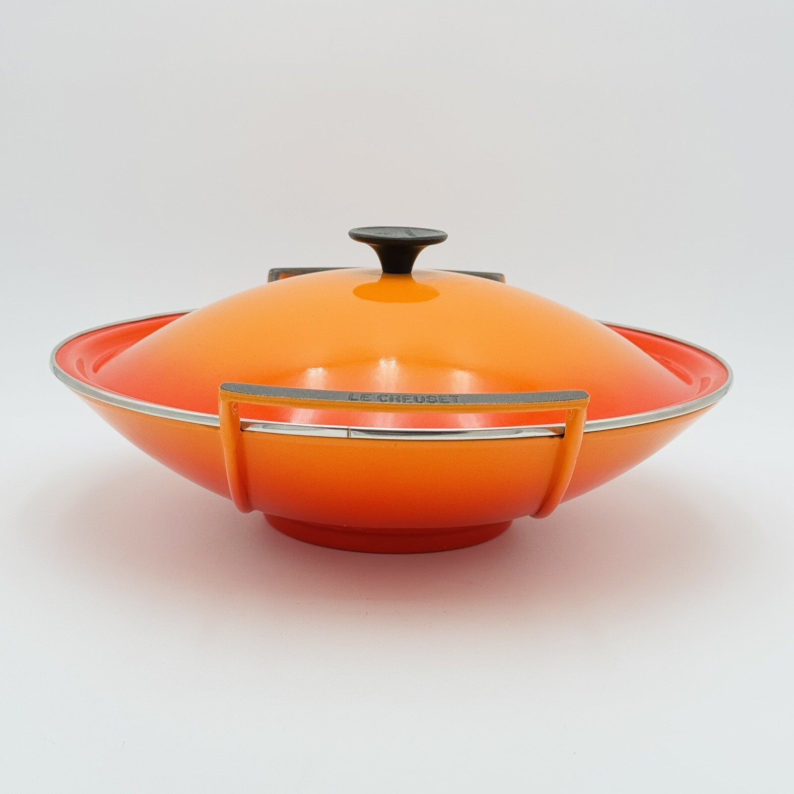 Le Creuset Enameled Wok Flame Orange 14" Cast Iron Pan Made In France