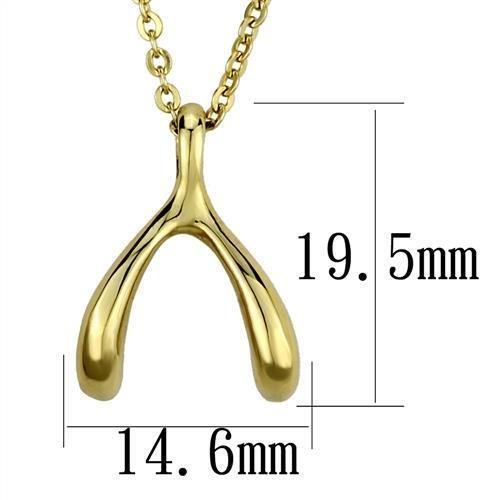 Alternate view of Yellow Gold Plated Wishbone Pendant Necklace 16"
