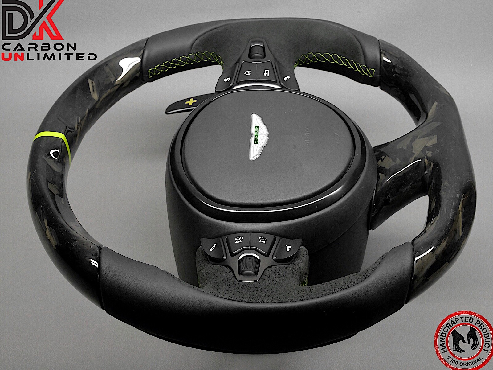Aston Martin DBS DB11 Vantage AMR Green Ring Gloss Forged Carbon Steering Wheel