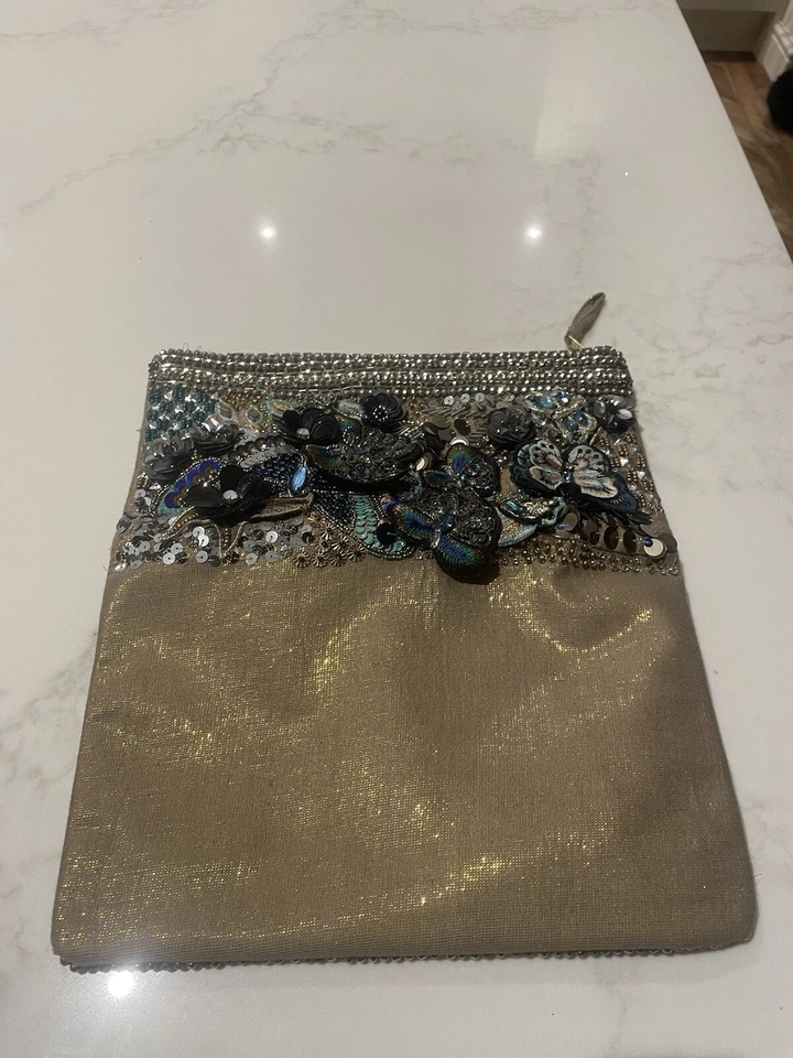 Accessorize Embellished Butterfly Fly Clutch Bag Material Flower Diamantés Beads - Image 4 of 4