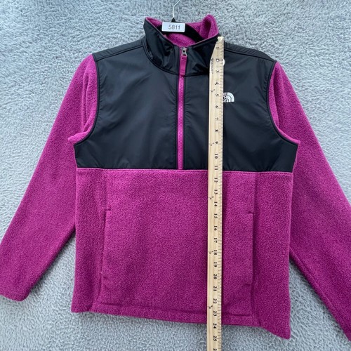 The North Face Sweater Youth Large 14-16 Fuchsia Fleece Mock Neck Logo 1/4 Zip - Picture 13 of 14