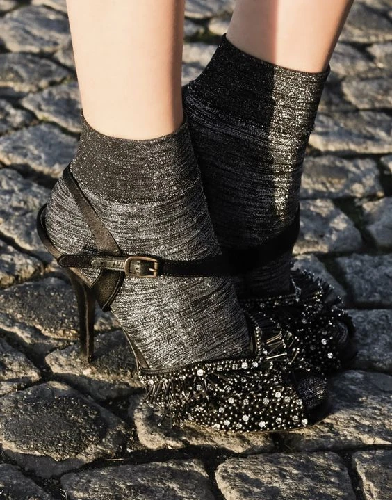 GASPARD YURKIEVICH AMAZING Champagne Gold Socks. M. GERBE ankle socks.