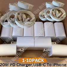 For iPhone 14 13 12 11 XR PD Fast Charger Cord 20W USB-C Power Adapter Block Lot