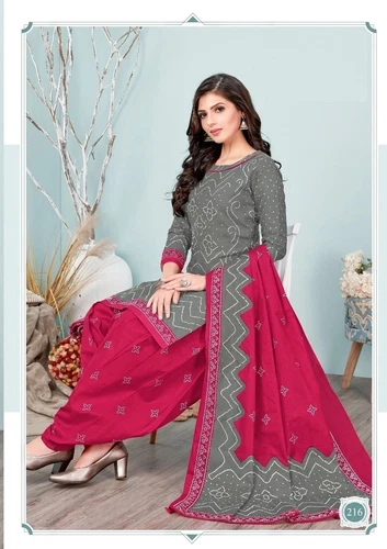 Indian Pakistani Womens Printed Suit Dress Stitched Shalwar Kameez Dupatta Salwar