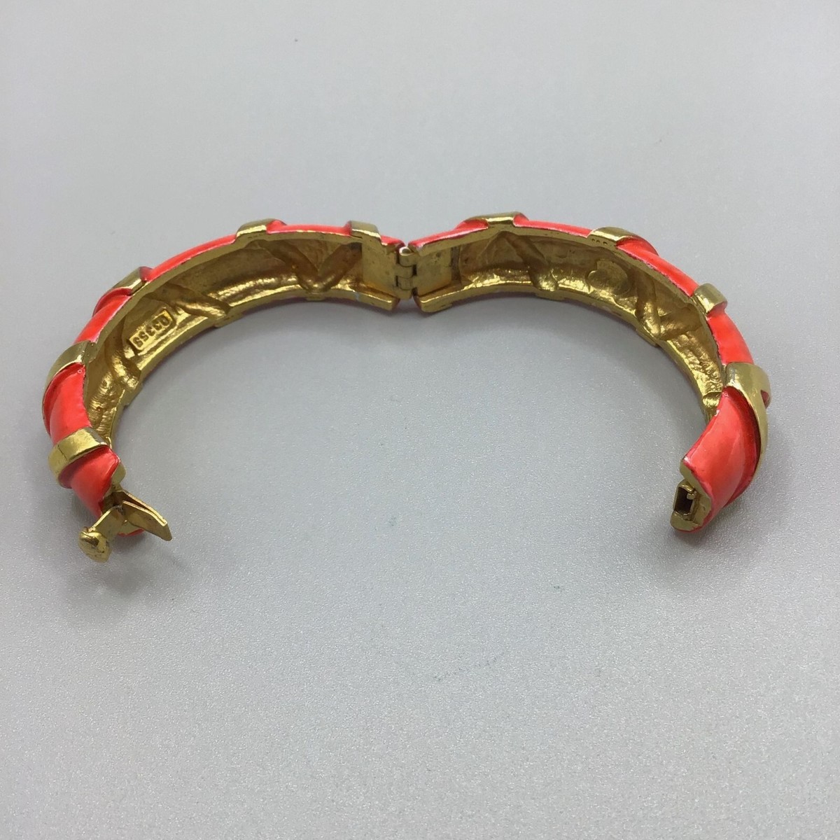 Original By Robert Hinged Bangle Hot Pink Enamel & Gold Tone Signed and Numbered View 3