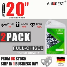 2PACK Chainsaw Chain For 20'' Husqvarna 455 Rancher Full Chisel 3/8" .050" 72DL
