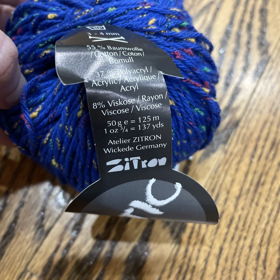 Zitron Tic Tac 50g/125m Cotton Blend Blue Multi-Colored Lot of 2 Made In Germany - Image 4 of 4