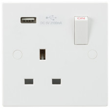13A 1G Switched Socket with USB Charger 5V DC 2.1A