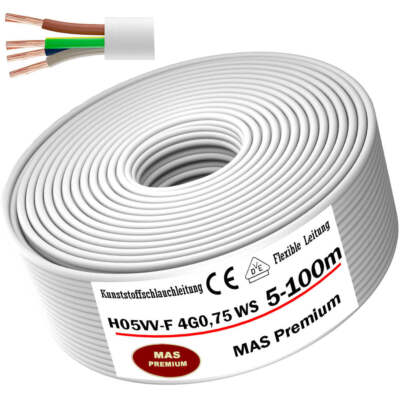 5 - 100m Kunststoffschlauchleitung H05VV-F 4G0,75 Flexible Leitung Gerätekabel