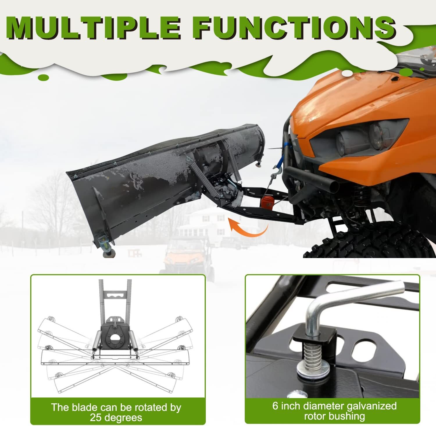 Snow Plow Push Tube Mount ATV POLARIS HONDA CAN AM YAMAHA KAWASAKI ARCTIC CAT eBay