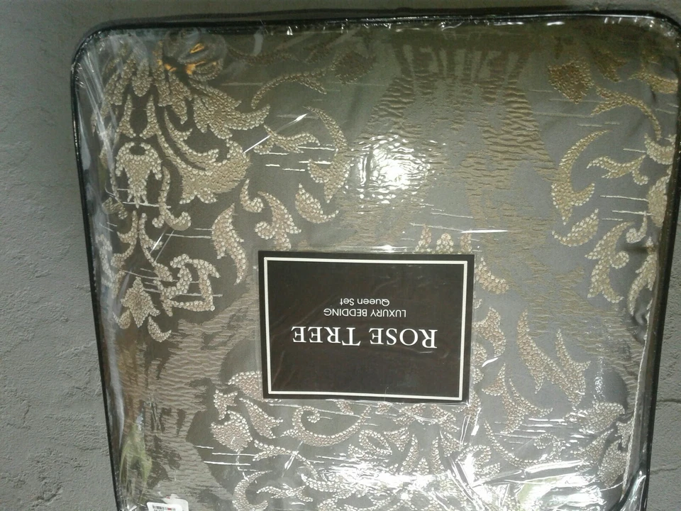 Juego de edredón Rose Tree LUXURY de 4 piezas de algodón queen nuevo Foto 3 de 4